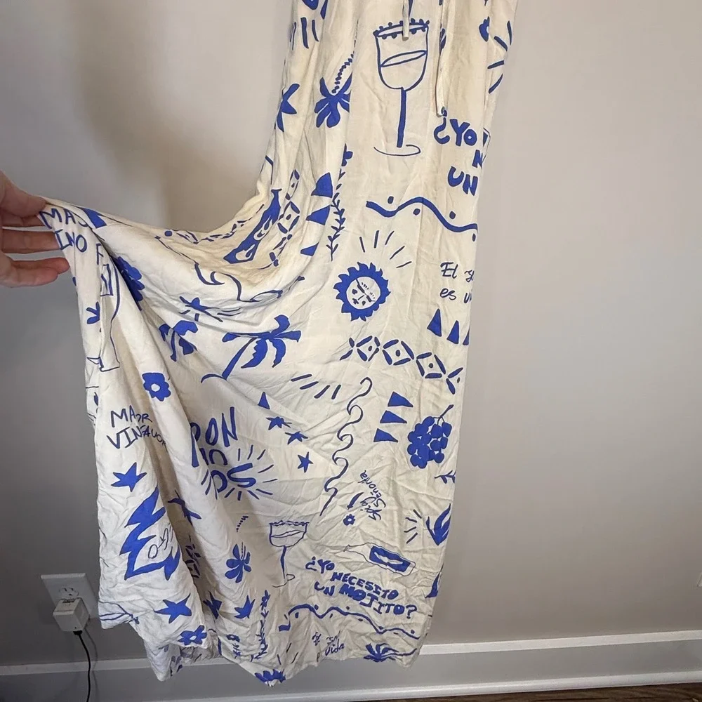 NWT Paper Heart Anthropologie Day Drinks Maxi Dress Womens Medium Blue White SEE - Picture 6 of 10
